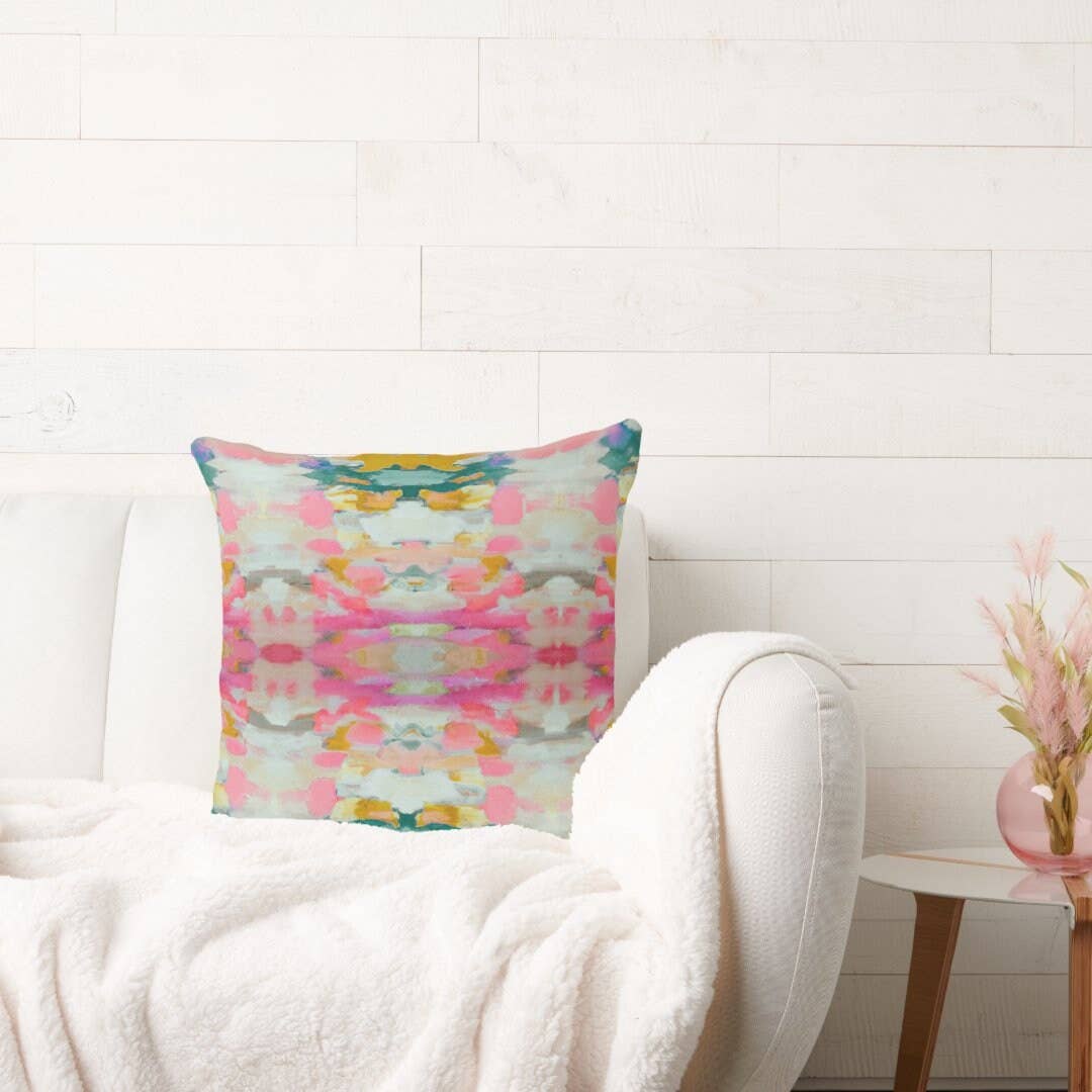Layla Decorative Abstract Modern Art Painted Print Pillow: 18x18 / With Insert