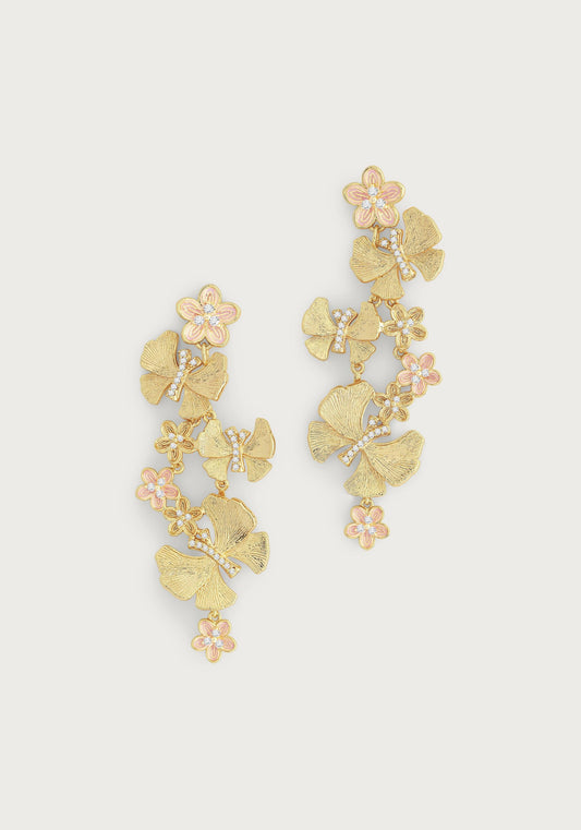 Butterfly w/ Flowers Dangle Earrings