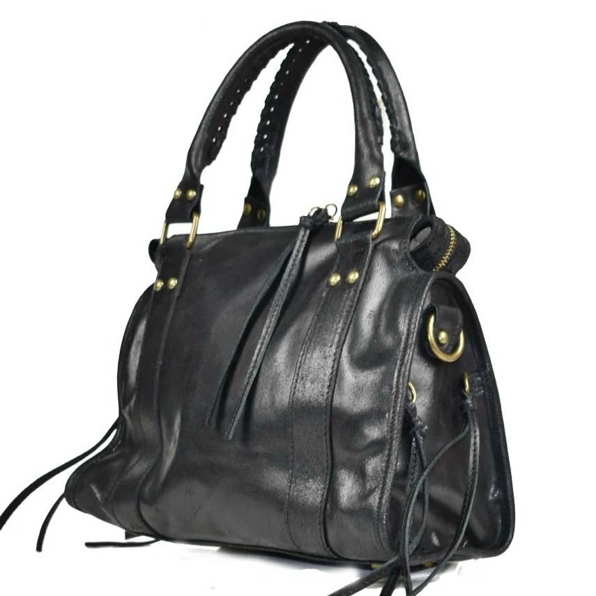Modarno Confy bag in genuine leather made in Italy 26x12x20 cm: Fuchsia