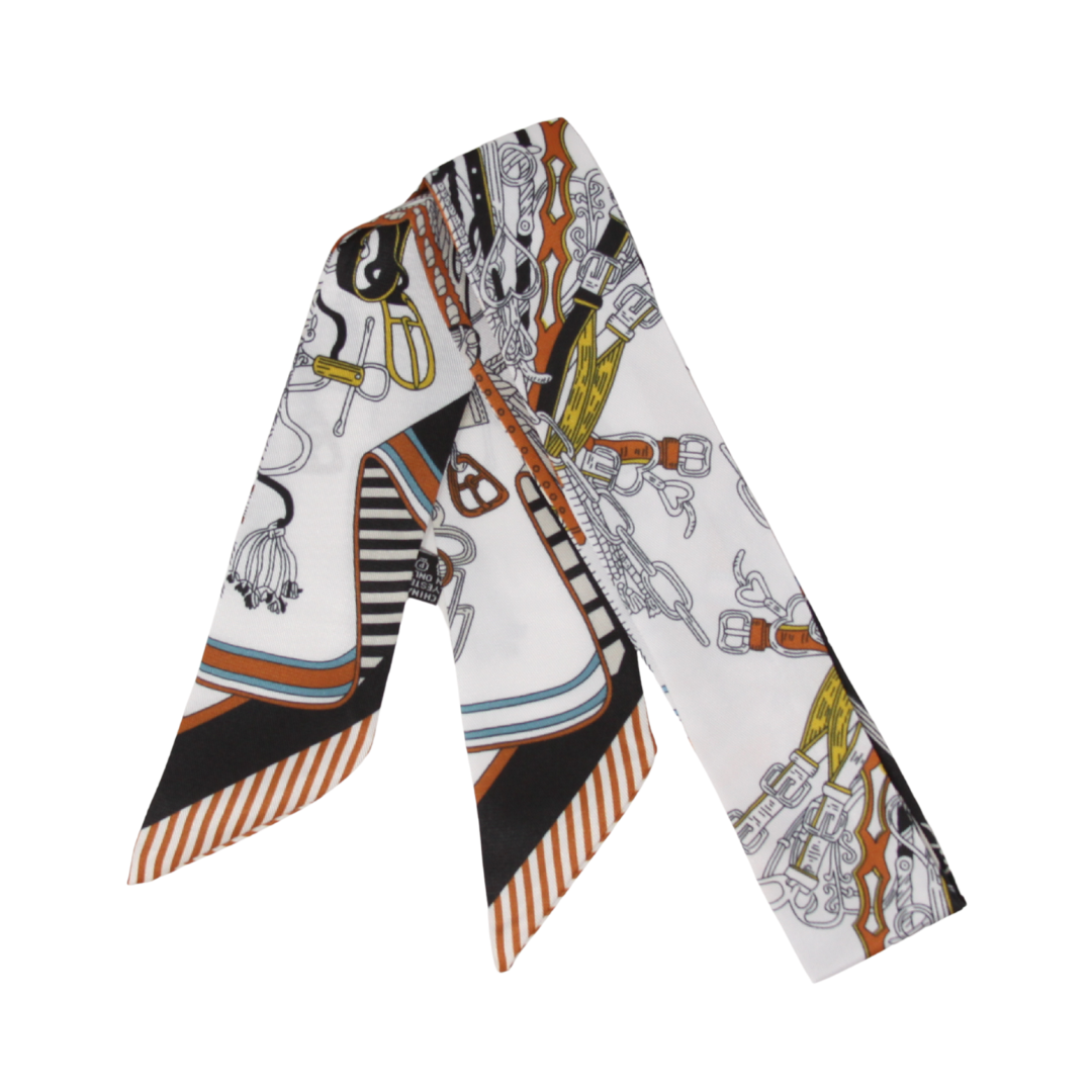 Skinny Silk Scarf - Lock & Chain