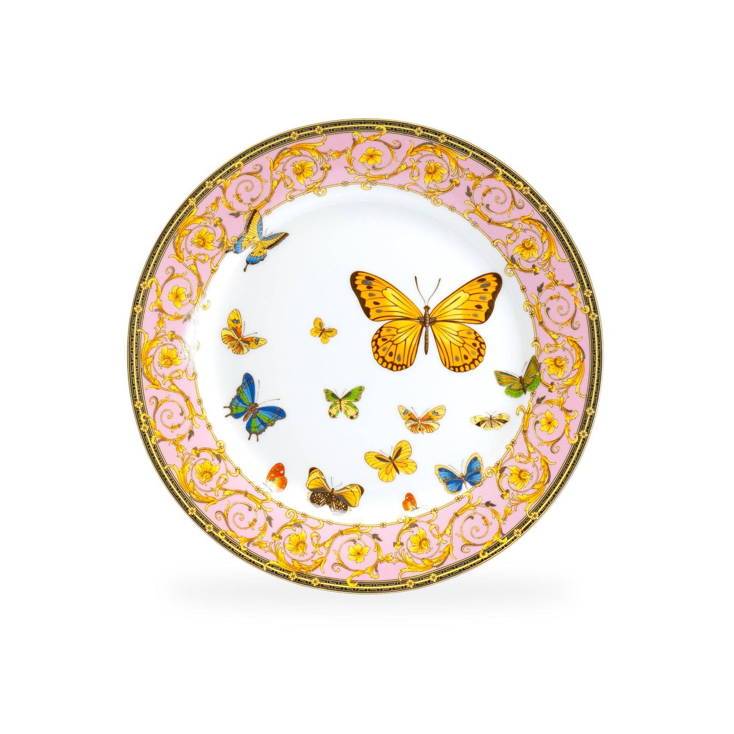 Butterflies with Pink Ornament 8" Porcelain Dessert Plate