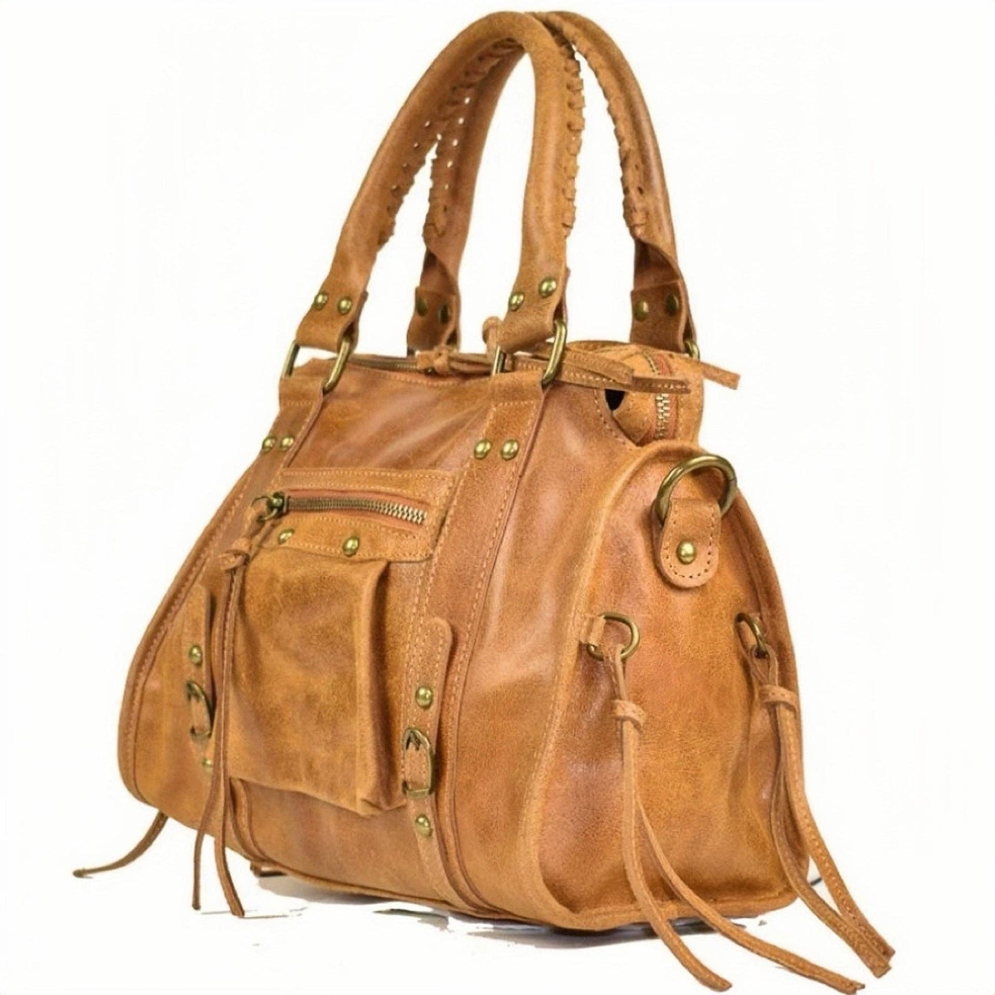Modarno Confy bag in genuine leather made in Italy 26x12x20 cm: Fuchsia