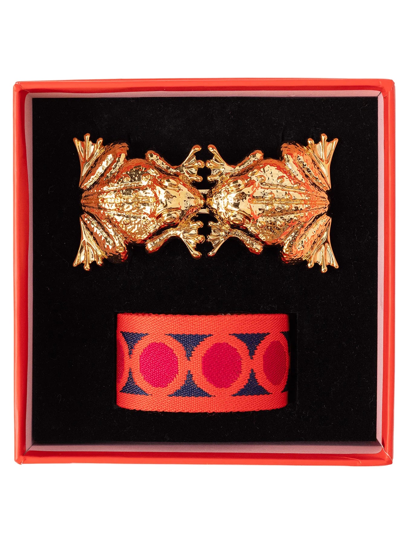Lesley Evers FROGS Belt Buckle with Orange Circles Belt Strap