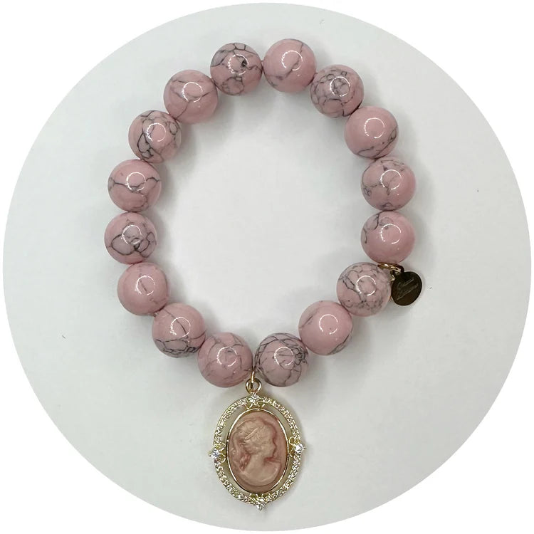 Light Pink Howlite w/ Pink Cameo Pendant