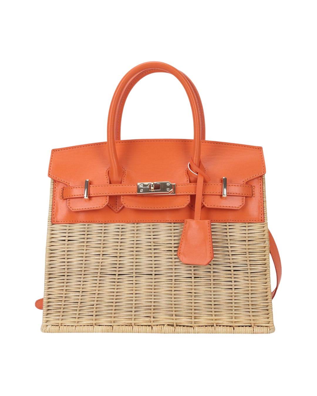 Lisi Lerch Margo Wicker Handbag - Orange