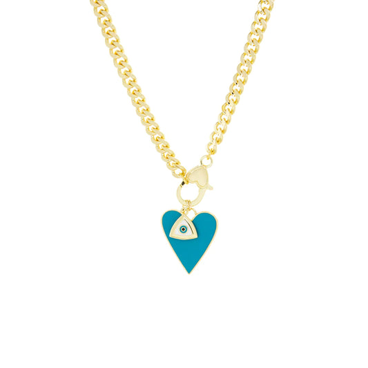 Enamel Turquoise Heart Necklace