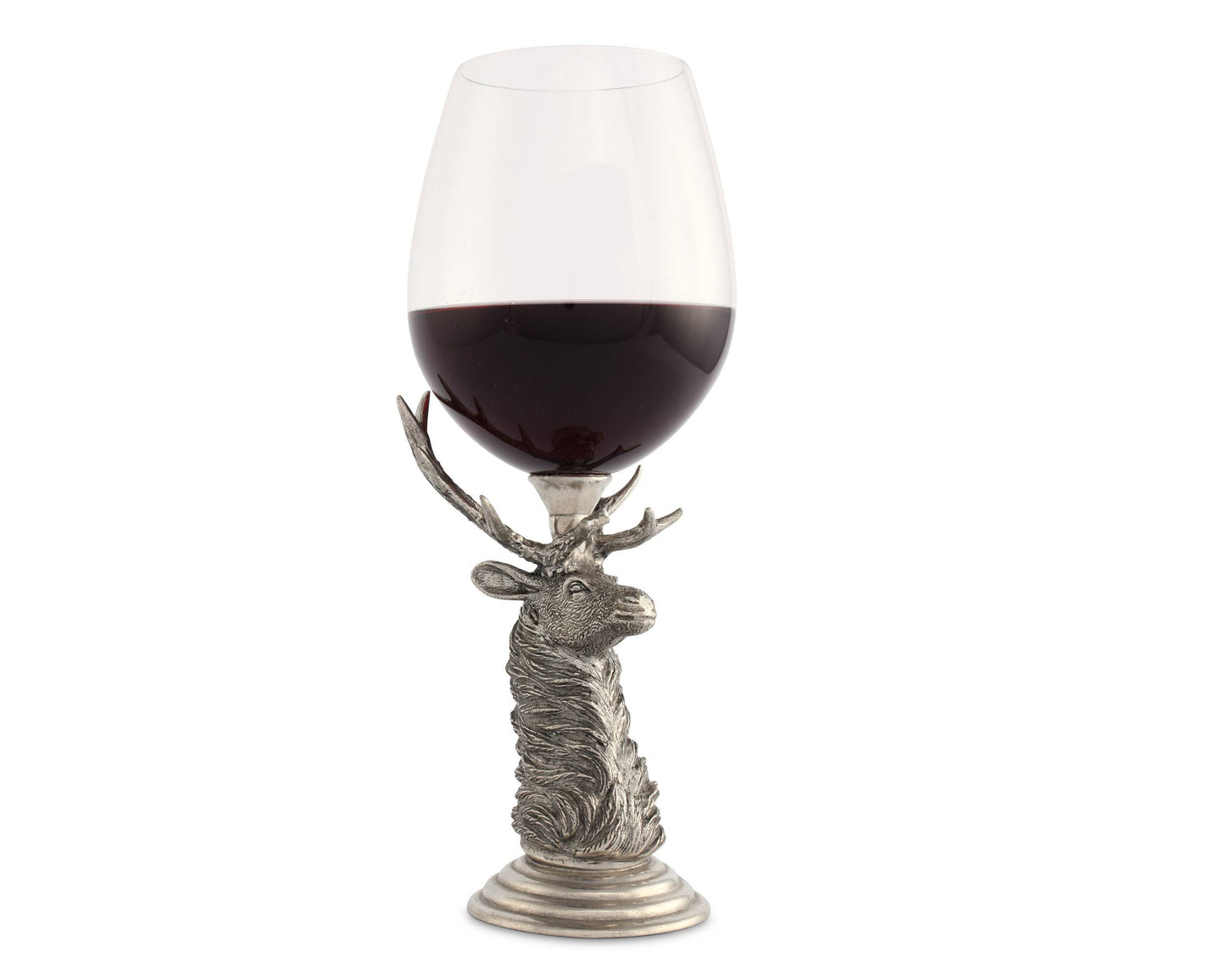 Pewter Elk Stemware: Bordeaux Glass - 9.75" H 21 oz.
