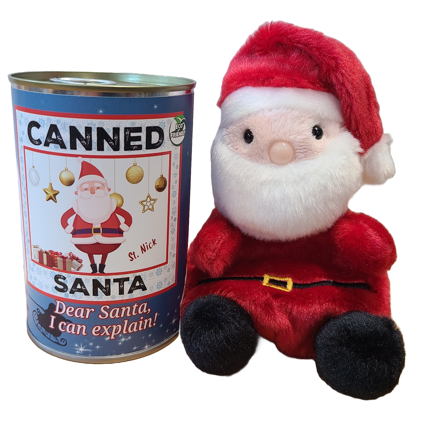 Canned Santa | Plush Jolly St. Nick w/Jokes | Christmas: Pop Top Lid