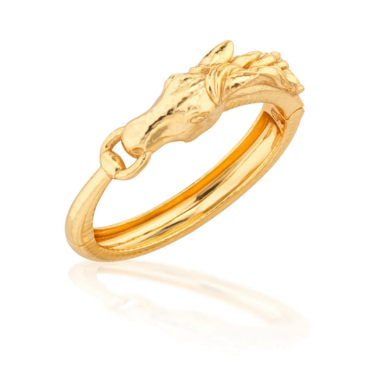 Capucine De Wulf Equestrian Horsehead Hinged Bangle - Gold