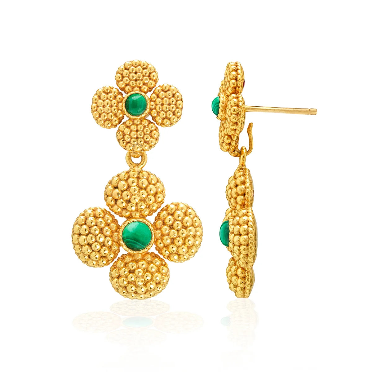 Capucine De Wulf Berry Clover Convertible Duo Earrings - Malachite