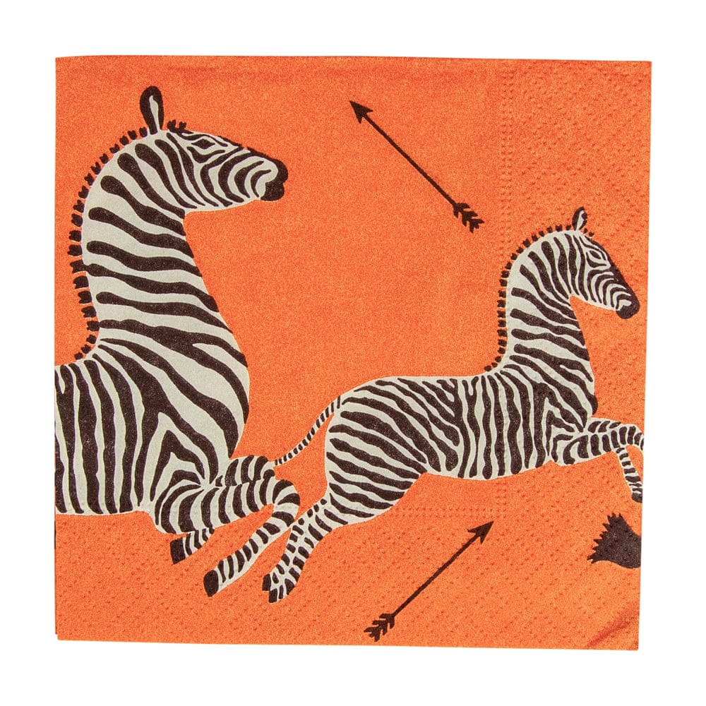 Zebras Orange Napkin Cocktail