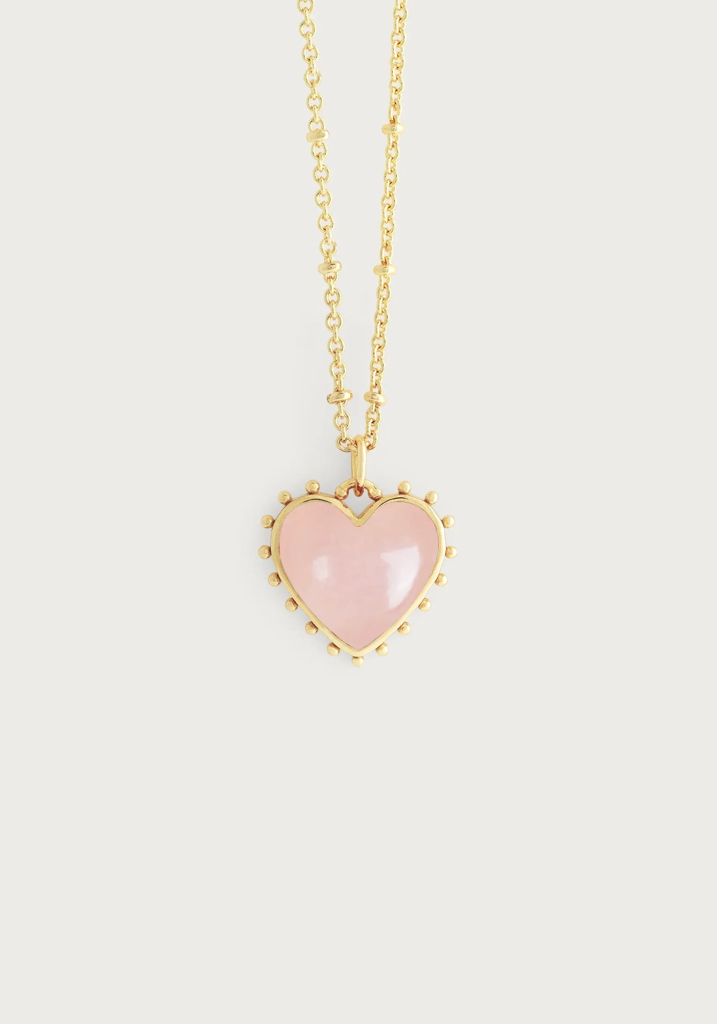 Heart With Stone Pendant Necklace, Rose Quartz