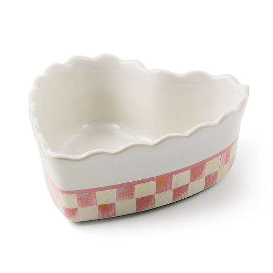 Mackenzie Childs Rosy Check Everyday Small Heart Baker