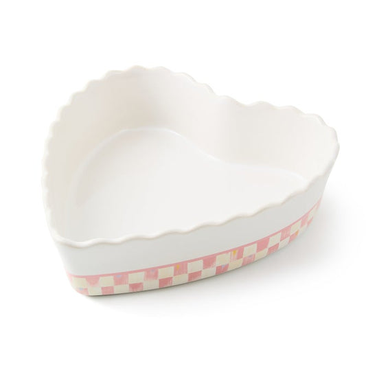 Mackenzie Childs Rosy Check Everyday Large Heart Baker