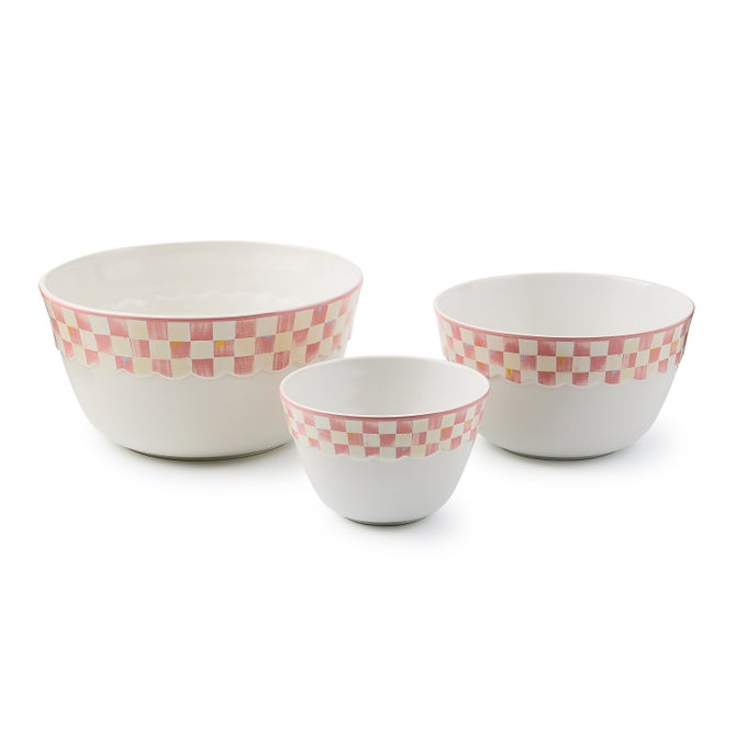 MacKenzie-Childs Rosy Check Everyday Mixing Bowls, Set of 3