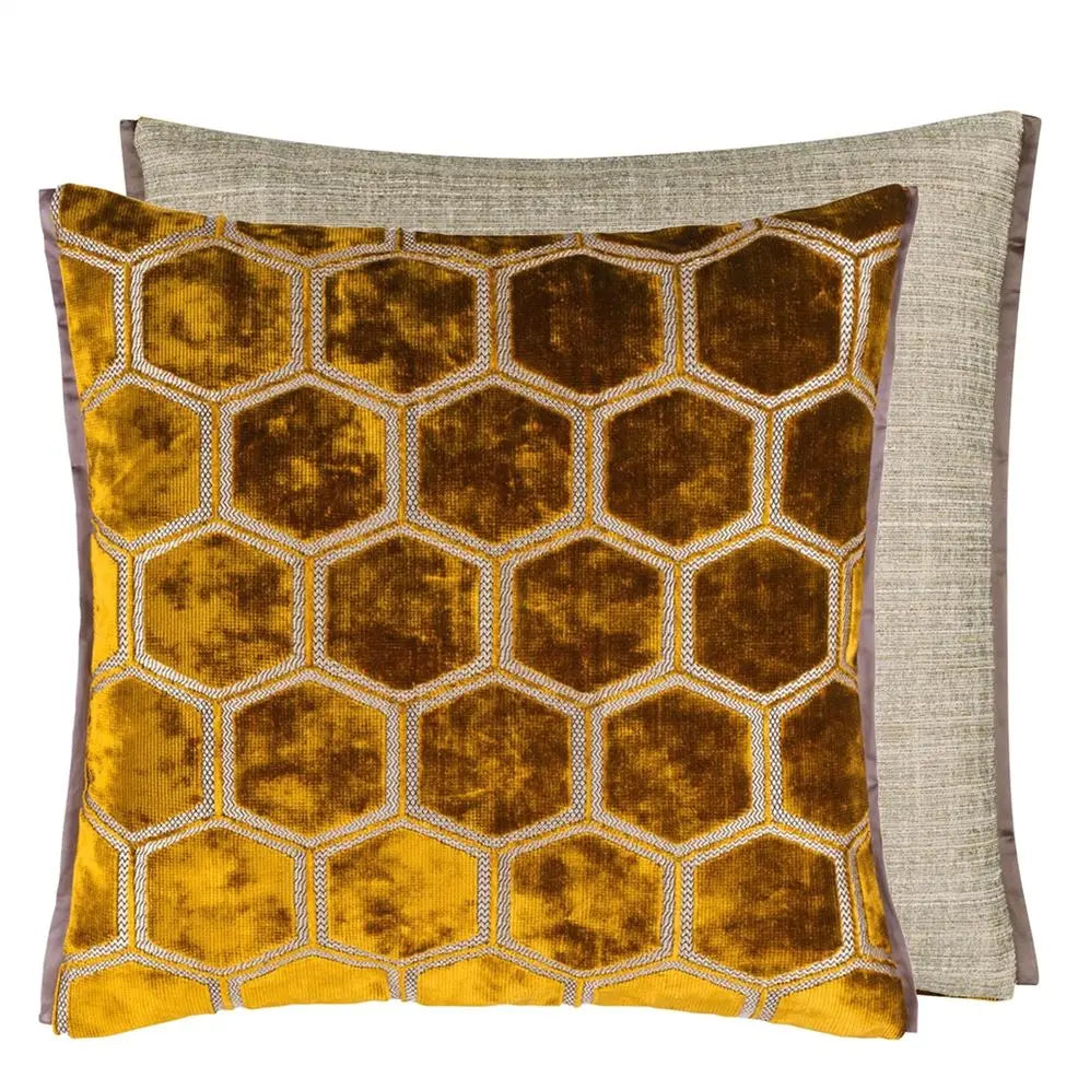 Manipur Ochre Velvet Decorative Pillow - Ochre