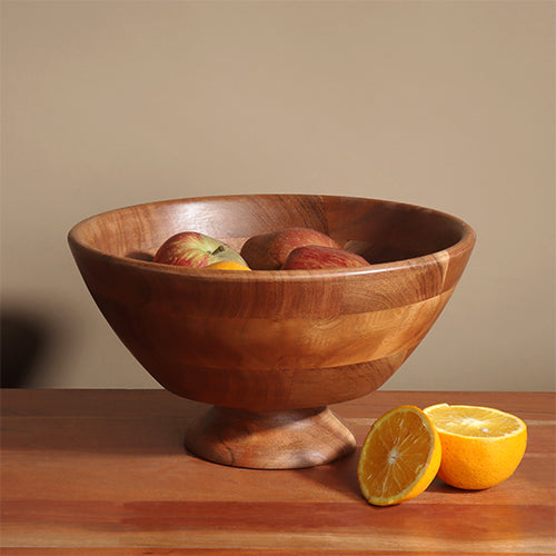 Acacia Wood Pedestal Bowl