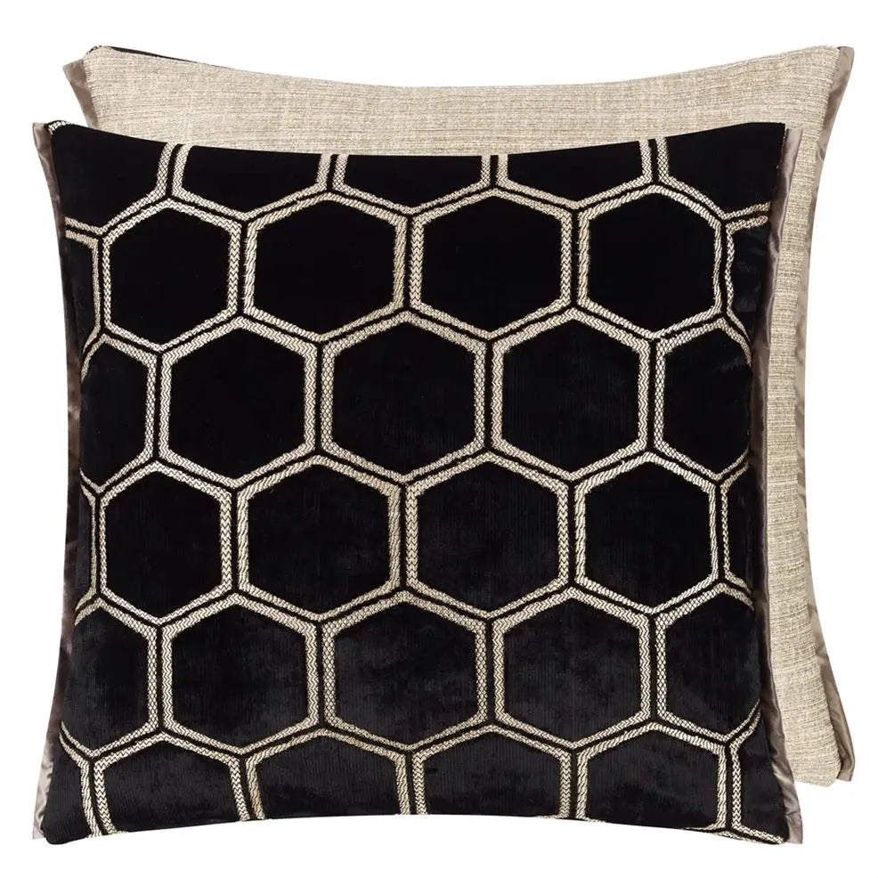 Manipur Noir Velvet Decorative Pillow - Noir
