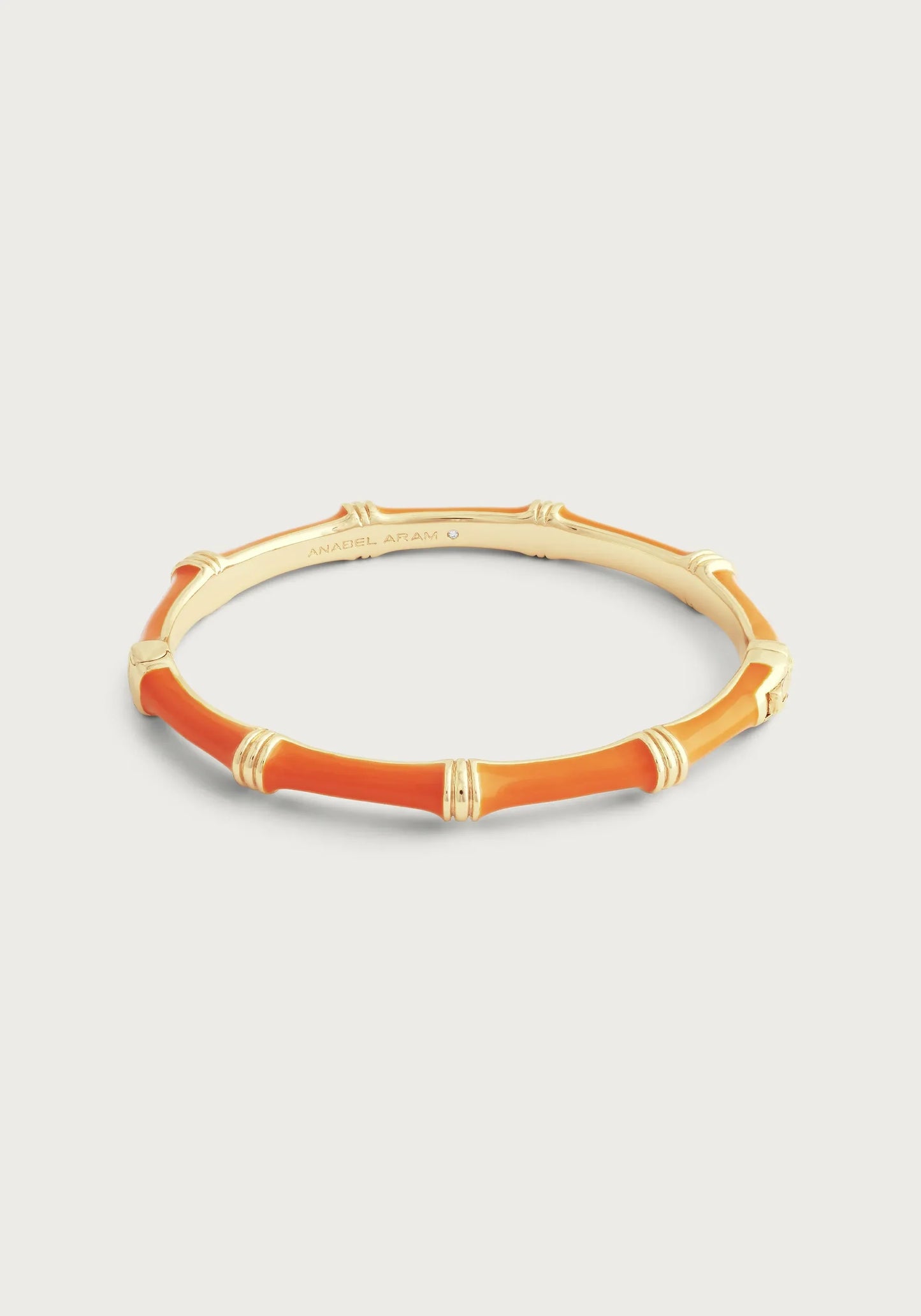 Bamboo Enameled Hinged Bangle, Clementine