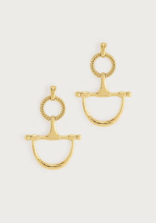 Cheval Bit Drop Earrings, Gold
