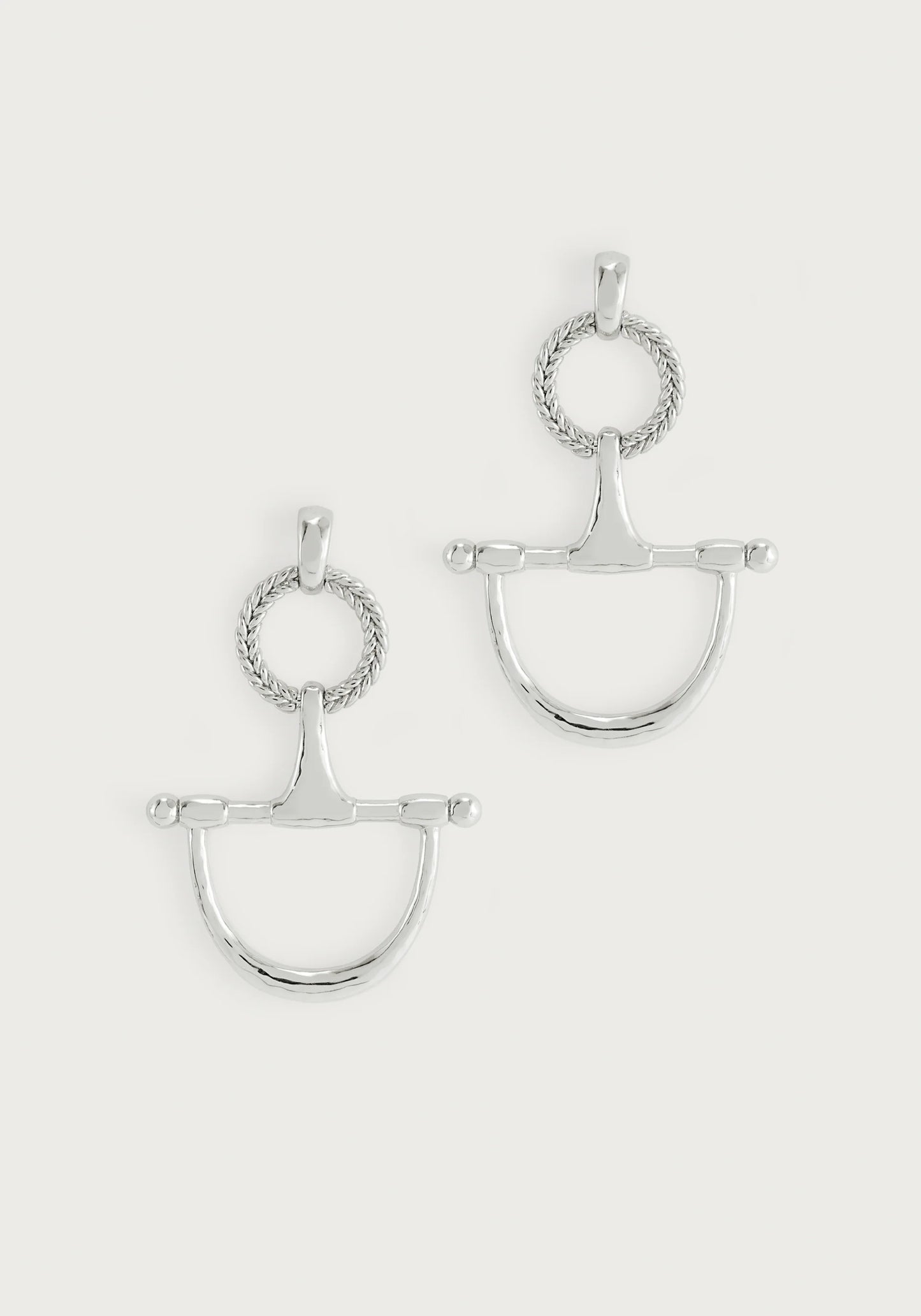 Cheval Bit Drop Earrings, Silver