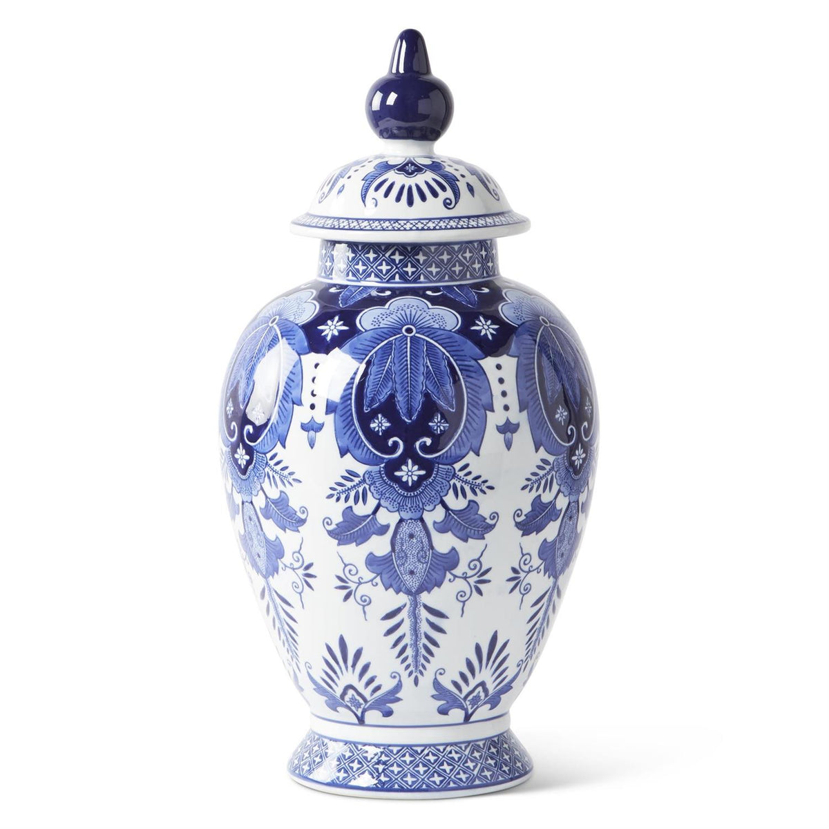 K & K Interiors 20.5 Inch Ceramic Blue & White Chinoiserie Lidde