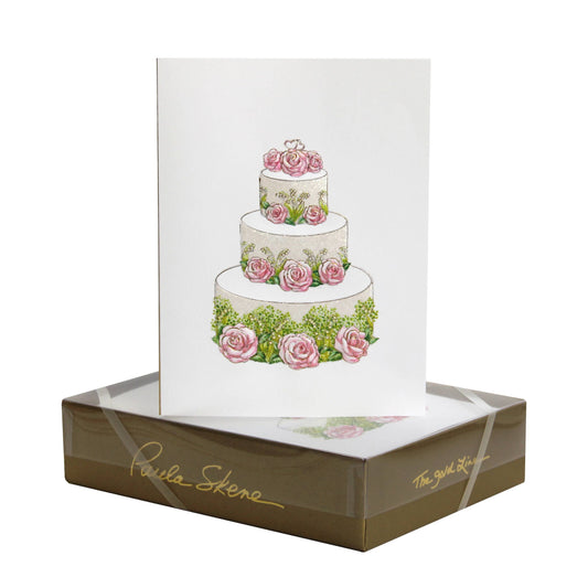 Rose and Lily Wedding Cake Card