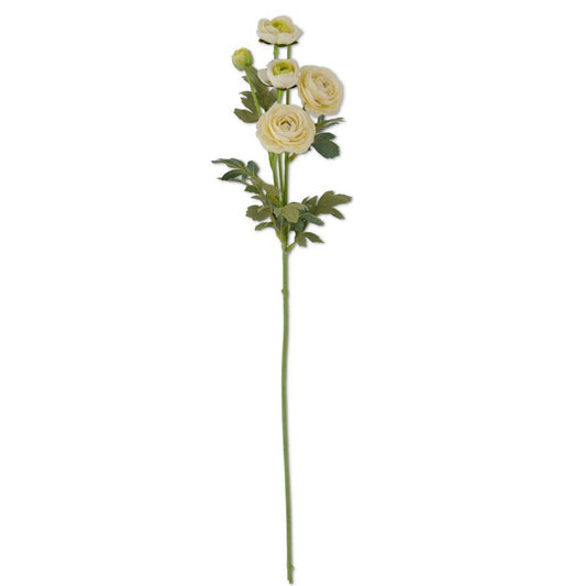K & K Interiors White Ranunculus Spray - 26 Inch