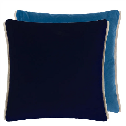 Varese Denim & Teal Velvet Decorative Pillow Designers Guild