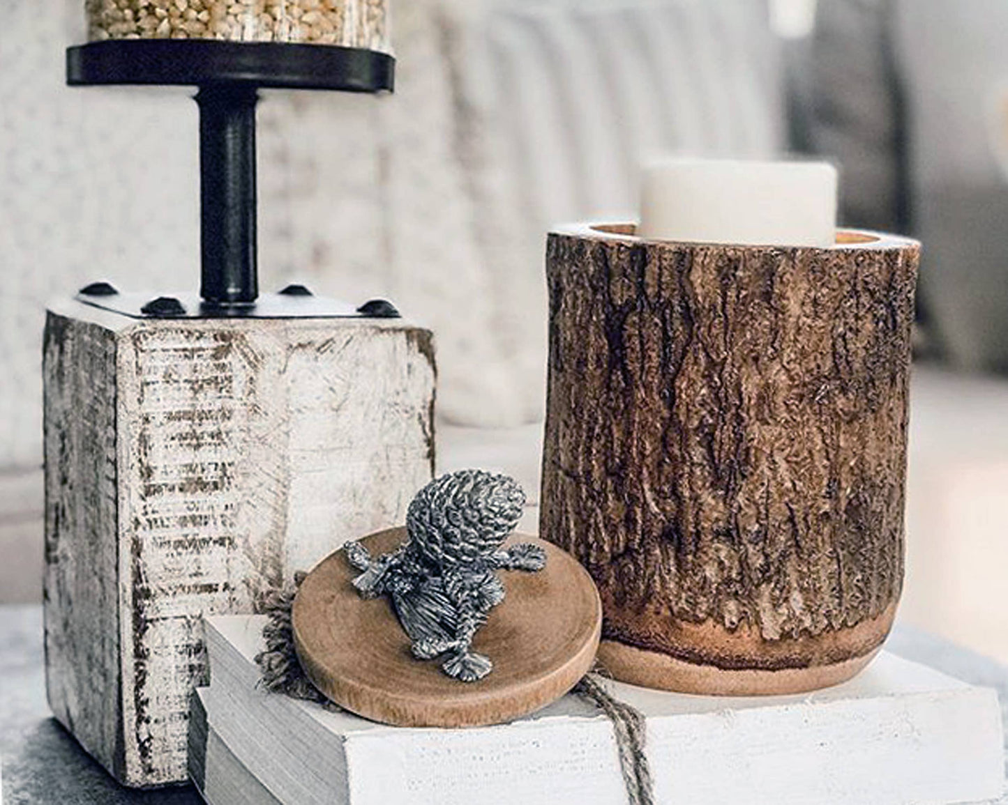 Pine Cone Wood Canister