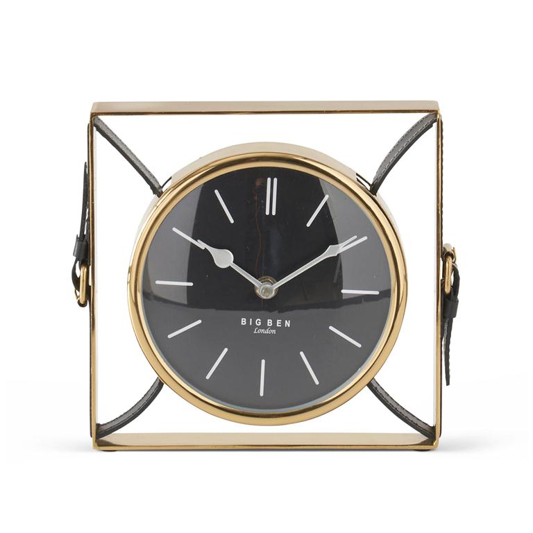K & K Interiors 8 Inch Square Gold With Black Clock