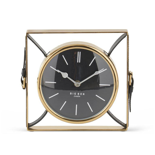 K & K Interiors 8 Inch Square Gold With Black Clock