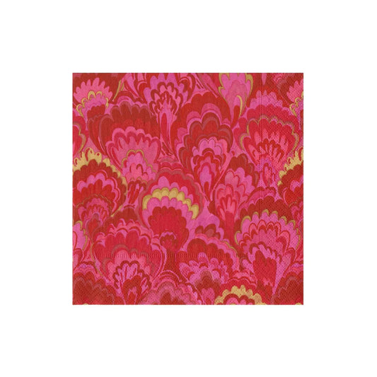 Red & Fuchsia Marbled Ceramica Cocktail Napkin