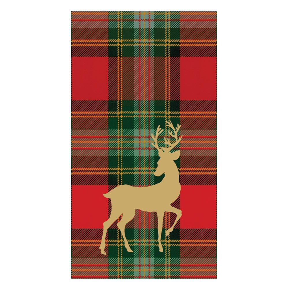 Reindeer Tartan Red Guest Towels - includes 15 Guest Towels