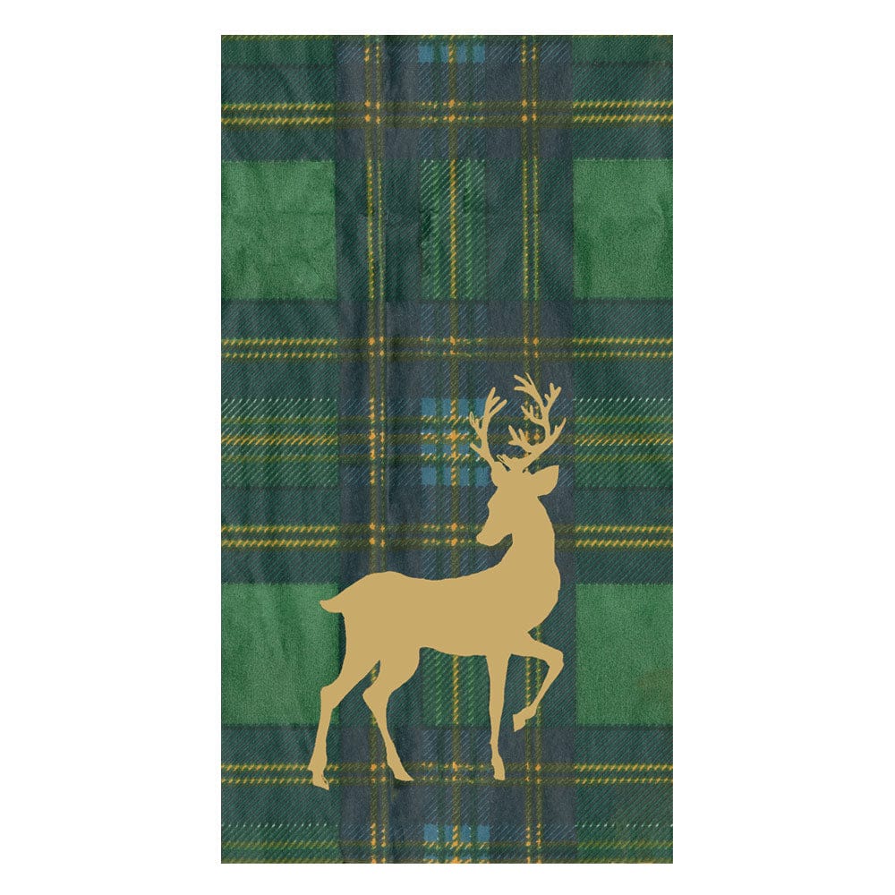 Reindeer Tartan Green Guest Towels - includes 15 Guest Towels