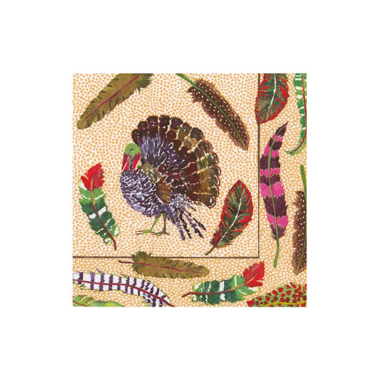 Caspari Plumage Cocktail Napkins - includes 20 Cocktail Napkins