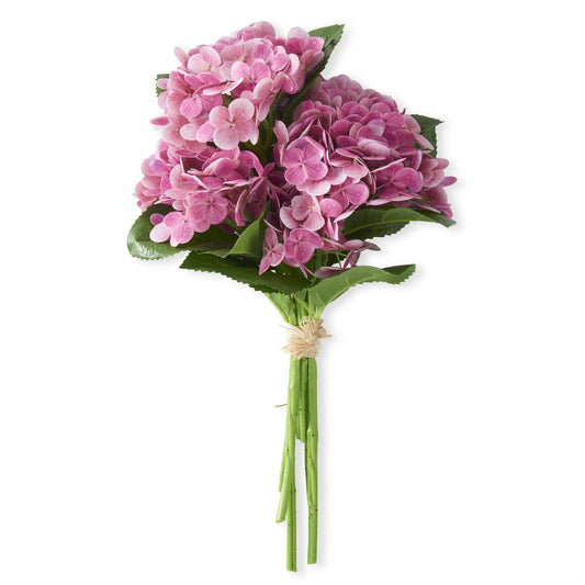 K & K Interiors Dark Pink Real Touch Hydrangea Bundle - 13 Inch