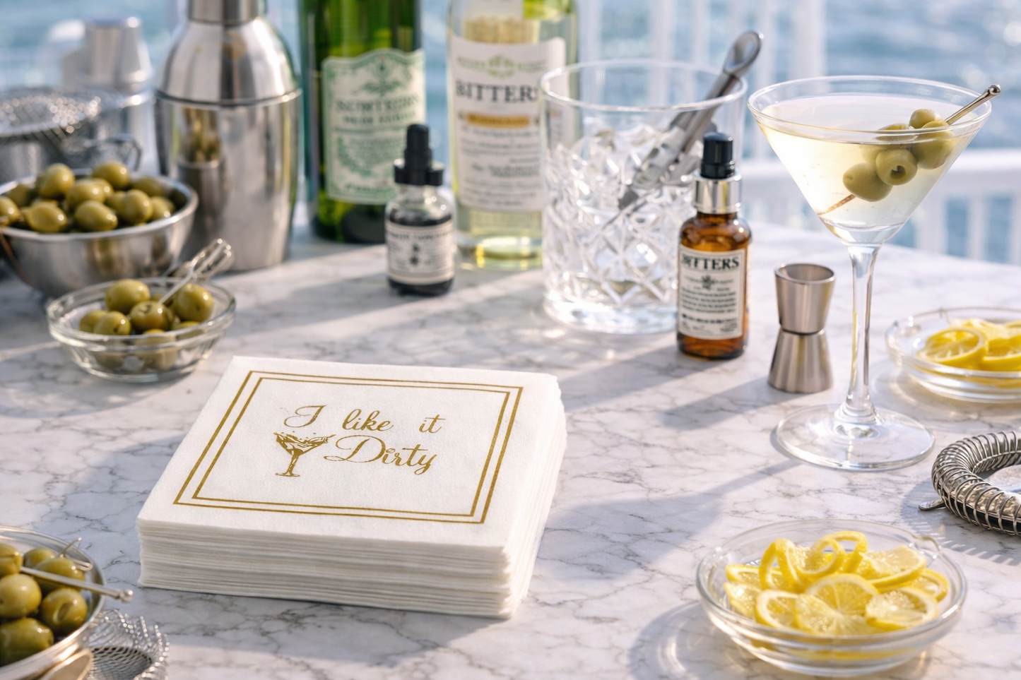 Maven Home Linen-Feel Cocktail Napkins, Dirty