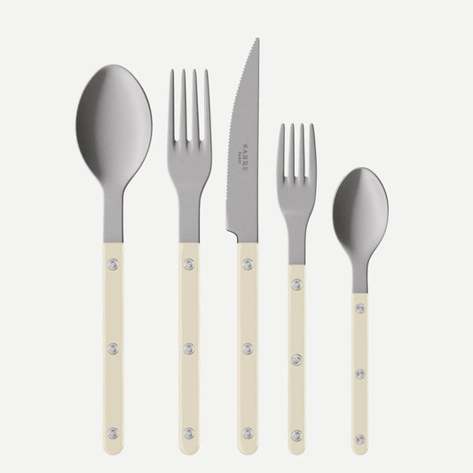 Sabre Bistrot Vintage Solid Flatware, 20 pieces cutlery set - For 4 people - Ivory
