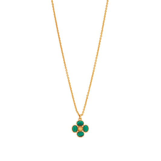 Capucine De Wulf Berry Clover Double Sided Charm Necklace, 16"+2" - Malachite