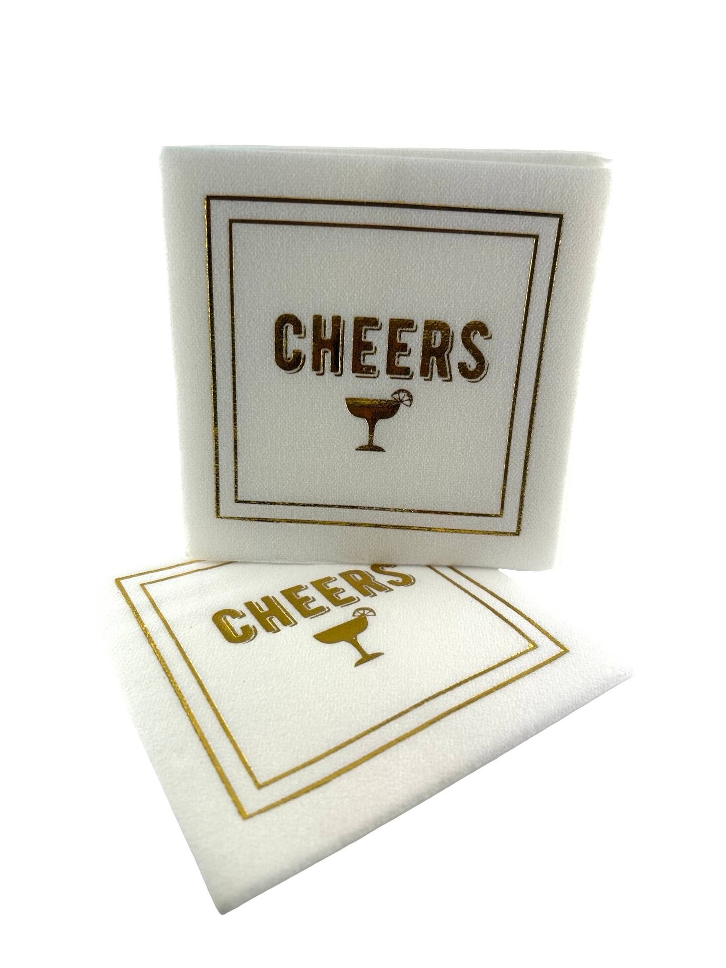 Maven Home Linen-Feel Cocktail Napkins, Cheers