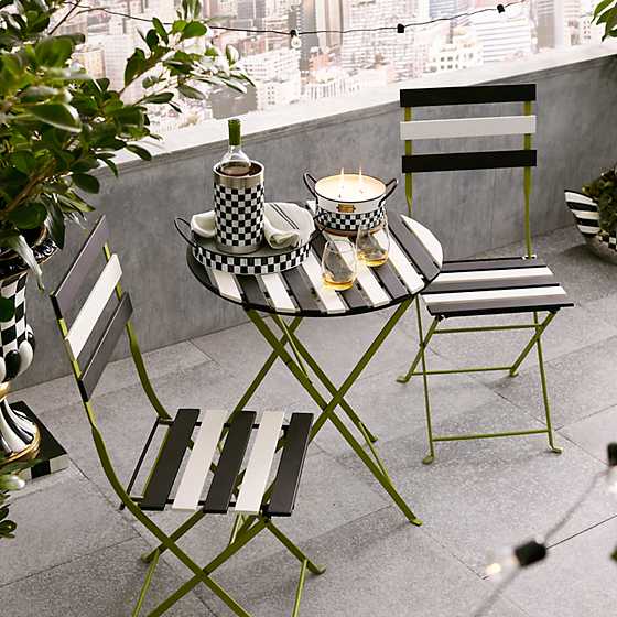 Outdoor Metal Black & White Bistro Chair