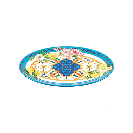 Large Oval Melamine Tray - Flower & Lemon