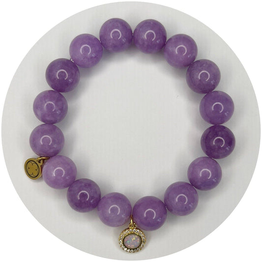 Lepidolite Light with Pavé Opal Round Pendant
