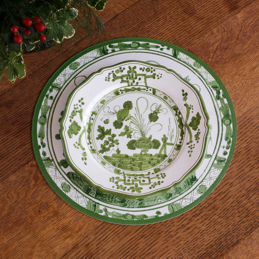 Beatriz Ball VIDA Faenza 11" Dinner Plate Set of 4 - White and Green
