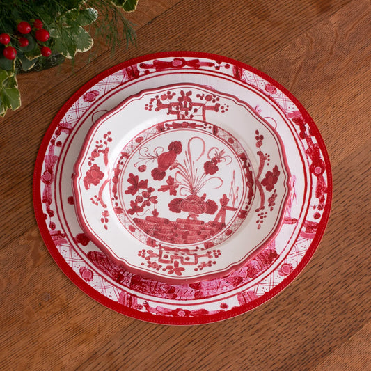 Beatriz Ball VIDA Faenza 11" Dinner Plate Set of 4 - White and Red