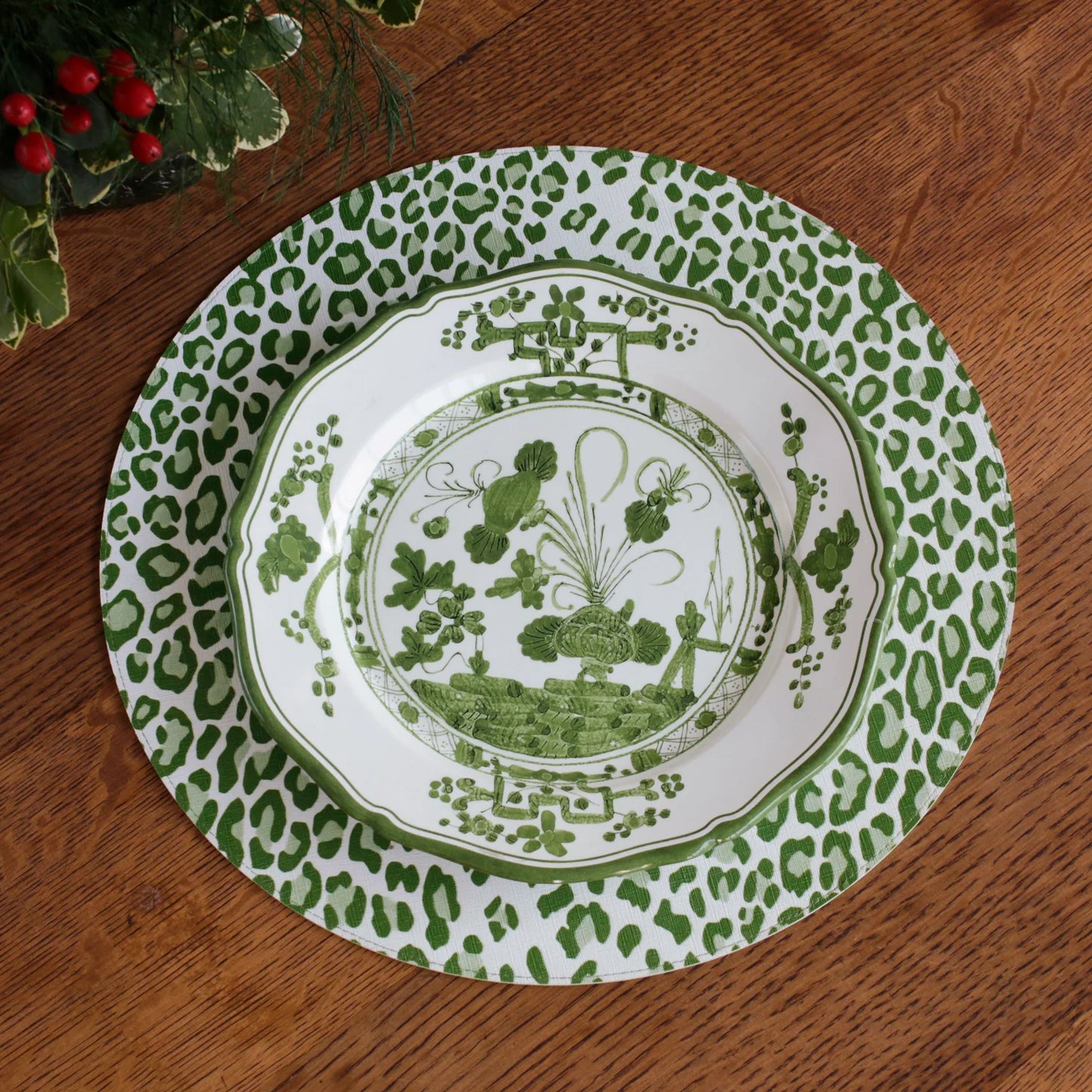 Beatriz Ball VIDA Faenza 9" Salad Plate Set of 4 White and Green