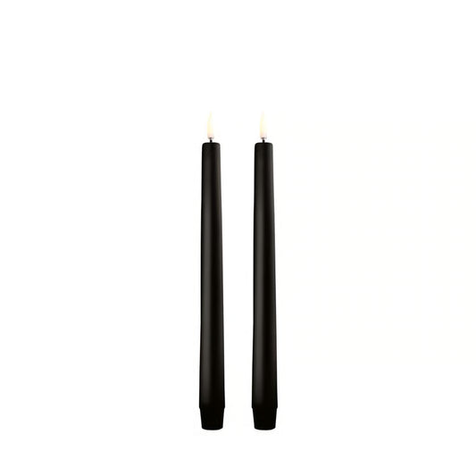 UYUNI LIGHTING LED Taper Candle - Plain Black, Smooth, 2-pack