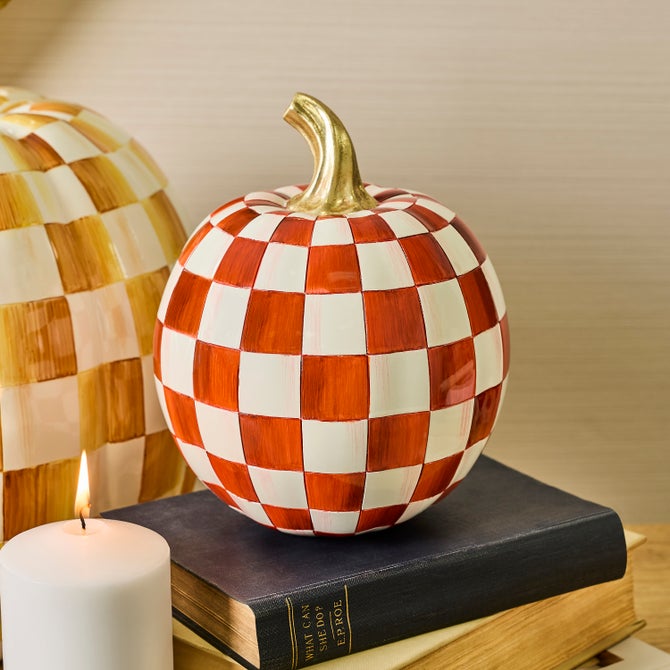MacKenzie Childs Paprika Check Small Pumpkin