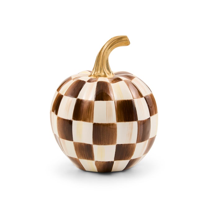Mackenzie Childs Chocolate Check Mini Pumpkin